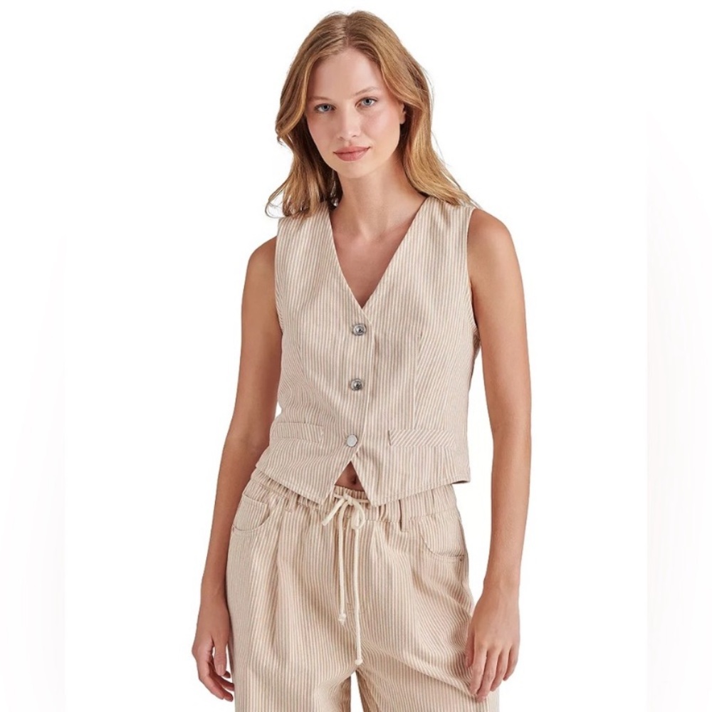 NWOT Steve Madden Selene Striped Vest
Beige White Sz M cotton coastal cowgirls